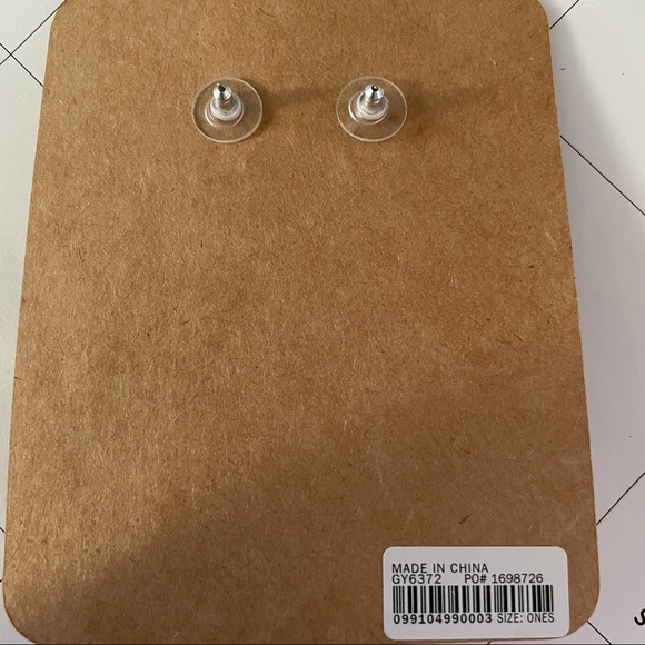 New J. Crew Lucite Statement Earrings Silver Glitter Woodgrain Oval - Picture 2 of 4